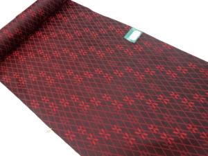 アンティーク　斜め格子に花模様織り出し　雨コート地反物